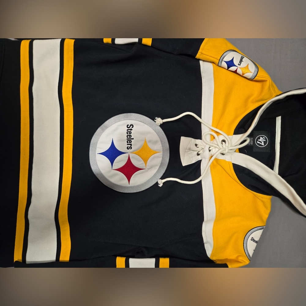 NFL Men's Black and Yellow Pittsburgh Steelers Hoodie - Picture 2 of 13